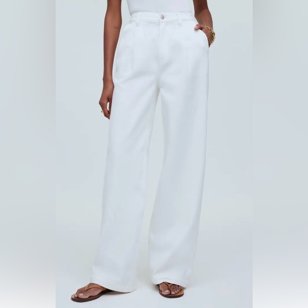 Madewell White Wide-Leg High-Rise Pants